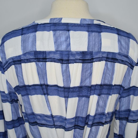 Maeve Anthropologie Chiffon Blue White Painterly P - Picture 7 of 13